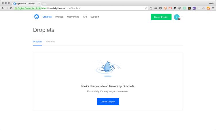 The DigitalOcean dashboard.